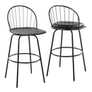 Riley - Claire Farmhouse Fixed Height Barstool With Swivel With Round Footrest (Set of 2)