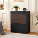 Modern Extendable & Rotating Cabinet With Drawer And Flip Doors For Versatile Storage - Black / Dark Walnut by HouseOfZazla