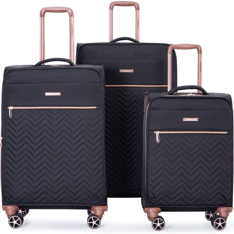 4-Piece Set (16/20/24/28), Softshell Suitcase Spinner Wheels Terylene Luggage Sets Carry On Suitcase Luggage Lightweight Durable Suitcase Black