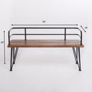 Outdoor Bench With Powder Coated Iron Frame - Teak by HouseOfZazla
