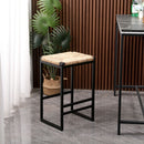 25" Height Backless Water Hyacinth Woven Bar Stools With Footrest (Set of 2) - Natural by HouseOfZazla