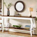 Console Table With Design, Extra Long Sofa Table For Living Entryway - Brown / White by HouseOfZazla