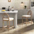Leon - Arched Back & Upholstered Counter Stool (Set of 2) - Ivory White by Unique Piece Furniture