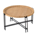 Farmhouse Round Wooden Round Coffee Table With Metal Legs - Black / Brown by Unique Piece Furniture