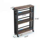 Slim 4 Tier Rolling Utility Cart With Wheels, Narrow Kitchen Storage Trolley - Brown / Black by HouseOfZazla