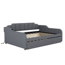 Full Size Upholstered Daybed With Trundle And USB Charging - Gray by HouseOfZazla
