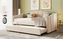 Upholstered Daybed Sofa Bed With Trundle Bed And Wood Slat by HouseOfZazla
