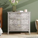 3 Drawer Cabinet, American Furniture, Suitable For Bedroom, Living Room - Light Gray by HouseOfZazla
