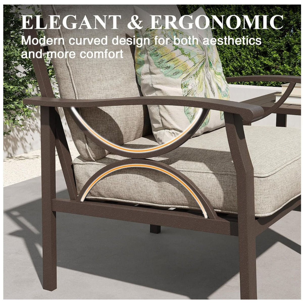 All-Weather Armchairs With Cushions, Modern Sculptural Design (Set of 2), photo 13 of 22