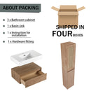 Contemporary Wall Mounted Bathroom Vanity With Resin Sink And 2 Side Cabinet - Imitative Oak by HouseOfZazla