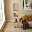 Pinnacle - Shelf Floor Lamp For Bedroom / Living Room, Long Shade - Natural Wood / White by HouseOfZazla