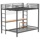 Bettoni Metal Full Over Twin Workstation Bunk Bed Matte Black
