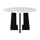 5 Piece Round Dining Table Set, Modern Dining Table And 4 Upholstered Chairs For Dining Room by HouseOfZazla