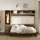 Full Size Murphy Bed With Wardrobe, Drawers, And Open Shelves - Wood by HouseOfZazla