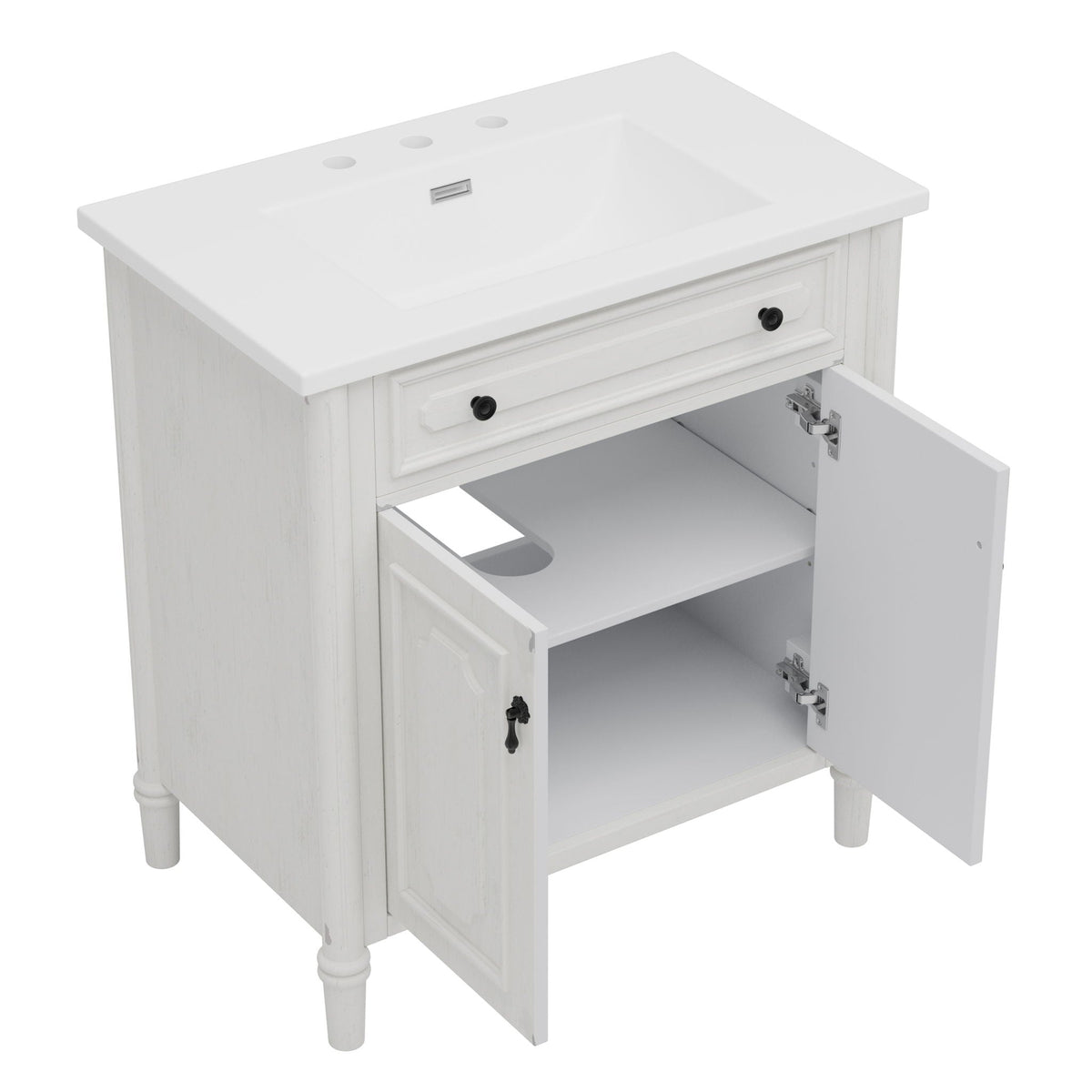 Vintage Bathroom Vanity With Sink, Rustic Cabinet With Soft Close Doors, photo 13 of 30