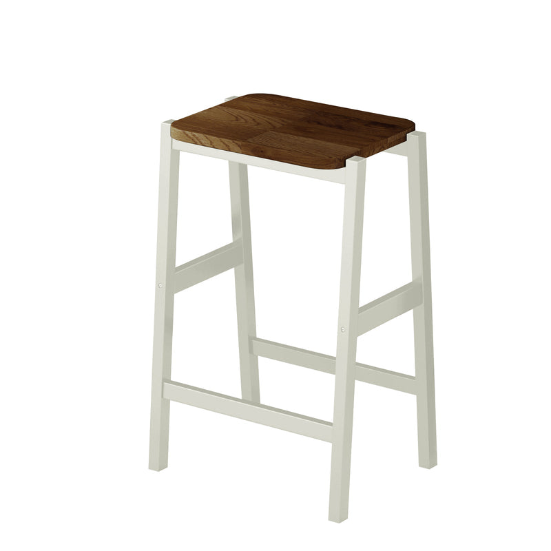 3 PCS Dining Table Set Rustic Retro Breakfast Table Dining Stools Rubber Wood for 2 with Two Open Shelves for Small Space Kitchen Dining Room Cream White