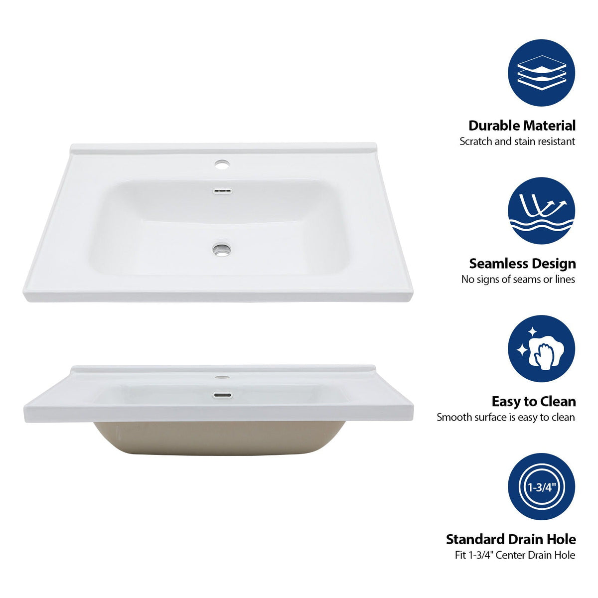 Modern Rectangular Vanity Top With Overflow For Bathroom, photo 10 of 19