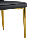 A modern minimalist rectangular dining table suitable for 6-8 people, a set of 6-piece PU leather backrest and gold metal legs modern dining chairs. F-OC