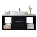 Modern 39.4-In Wall-Mounted Bathroom Vanity with Oval Ceramic Sink