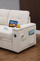 Ashlyn II - 84"W Woven Fabric Reversible Sleeper Sectional Sofa with Storage Chaise by HouseOfZazla
