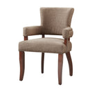 Elegant Arm Dining Chair With Brass Nail Head Detailing