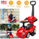 Ride on Push Car 4-Wheel Children Sliding Push Car W/ Colorful Flashing Light Music Handrail Guardrail Push Rod