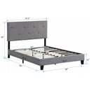 Full Size Upholstered Platform Bed Frame With Modern Button Tufted Linen Fabric Headboard, No Box Spring Needed, Wood Slat Support - Gray by HouseOfZazla