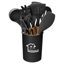 Silicone Kitchen Utensil Set: Heat-Resistant Wooden Handles by LJGDeals