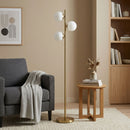 Brilliance - Modern Floor Lamp, Opal Shades And Round Base - Clear / Gold by HouseOfZazla