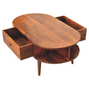 Oval Coffee Table With 1 Drawer - Chestnut by HouseOfZazla