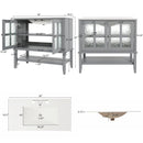 Bathroom Vanity With Ceramic Sink, Adjustable & Open Shelf