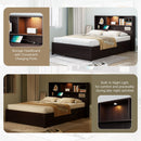 Platform Bed With Bookcase Headboard, Built-In Downlight, Charging Station, And 2 Side Drawers by HouseOfZazla
