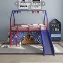 Jack - House Loft Bed With Slide And Curtain Set by HouseOfZazla