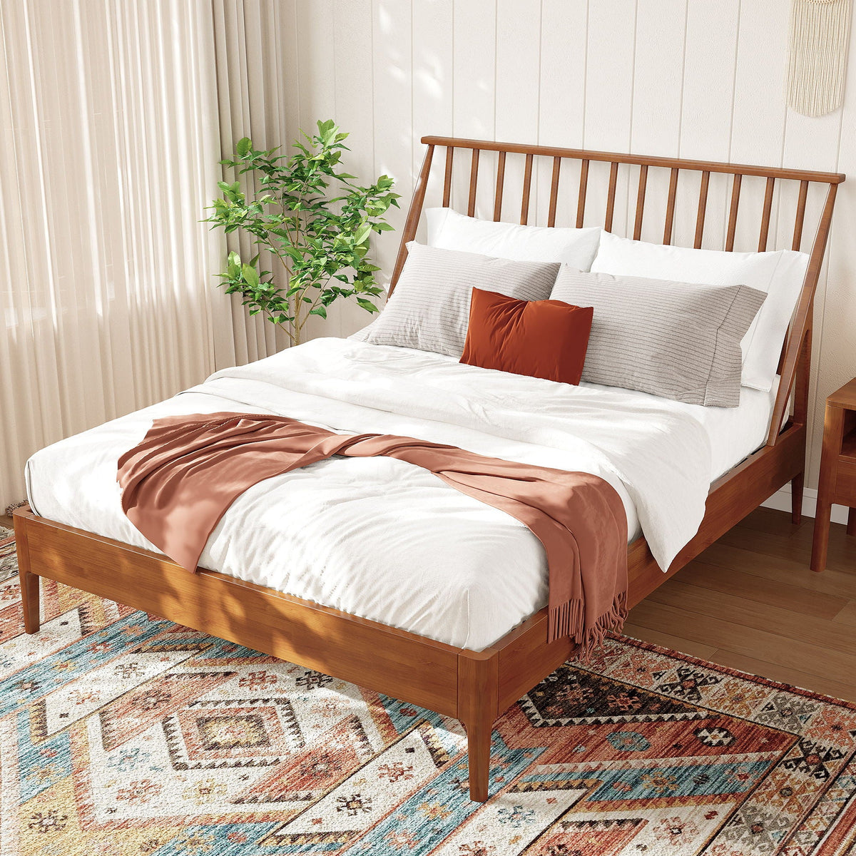 Bohemian Platform Bed With Tall Headboard, photo 11 of 28