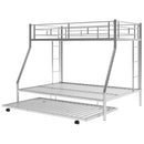 Bunk Bed With Steel Frame And Trundle, 2 Side Ladders