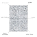 Toucan - 5' X 7' Washable Non - Slip Area Rug - Silver