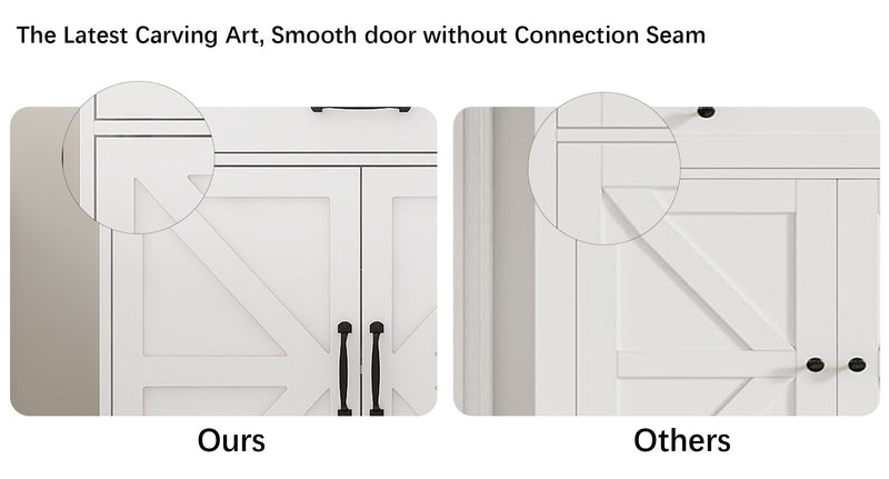 55.91" Large Farmhouse Buffet Cabinet Storage Sideboard with 2 Drawers and 4 Doors for Dining Living Room Kitchen Cupboard-White