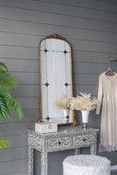 Antique Arched Mirror With Metal Frame, Full Length Mirror For Living Room Bathroom Entryway - Gold