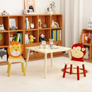 Kids Table And 2 Chairs Set, 3 Pieces Toddler Table And Chair Set, Wooden Activity Play Table Set (Lion&Monkey) - Natural by Unique Piece Furniture