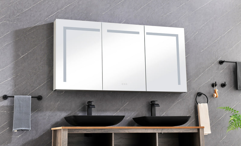 60in. W x 36 in. H LED Large Rectangular Aluminum Alloy Surface Mount Medicine Cabinet with Mirror