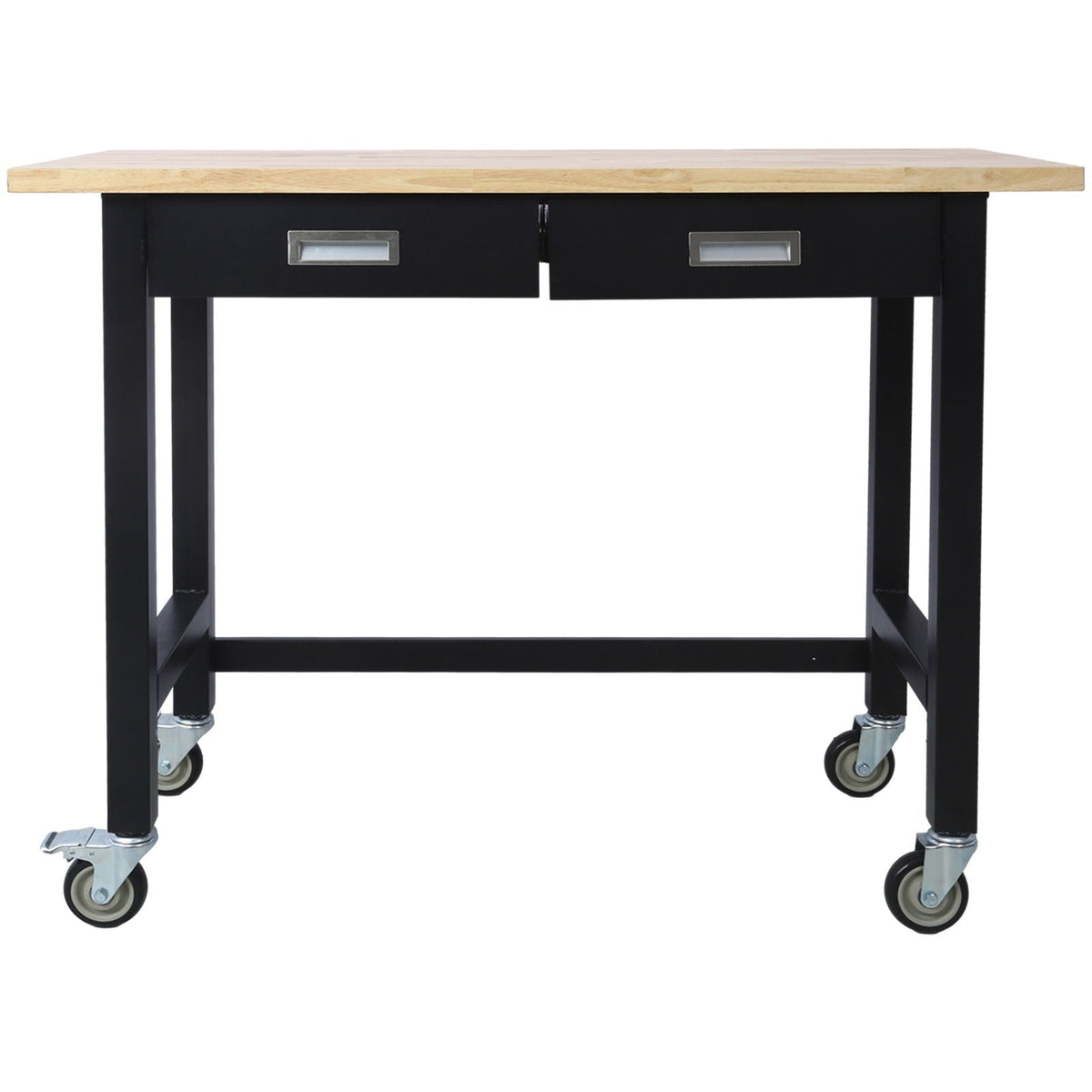 Work Bench, Workbench With Drawer Storage, Heavy Duty Bamboo Wood Work Table With Wheels For Garage Home Office, photo 10 of 23