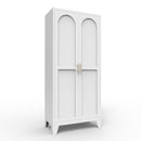 2 Shapely Doors Cabinet Metal Storage Cabinet With Doors And Adjustable Shelves For Bedroom Living Room - White
