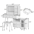 Modern Makeup Vanity Desk With Mirror And Lights Retractable Design Engineered Wood - Black by Unique Piece Furniture