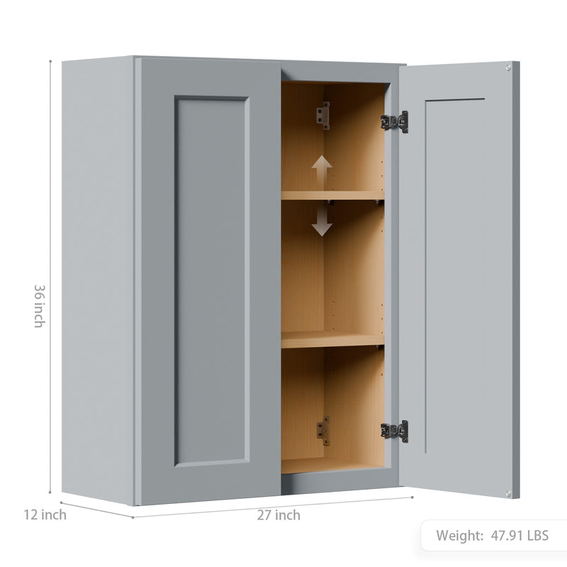 Gray Shaker Solid Wood Wall Cabinet with Soft-Close Doors, photo 5 of 7