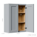 Gray Shaker Solid Wood Wall Cabinet with Soft-Close Doors by HouseOfZazla