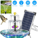 3-Tier Solar Bird Bath Fountain Solar Powered Water Pump Waterfall Feature with Colorful Light 3 Nozzles 6W Solar Panel for Bird Bath Patio Yard Pond