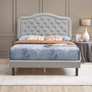 Queen Platform Upholstered Bed Button Tufted With Curve Design, Strong Wood Slat Support - Gray by HouseOfZazla
