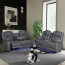Raize - 10 Power Reclining Sofa With DDT, WC And LED - Gray by HouseOfZazla