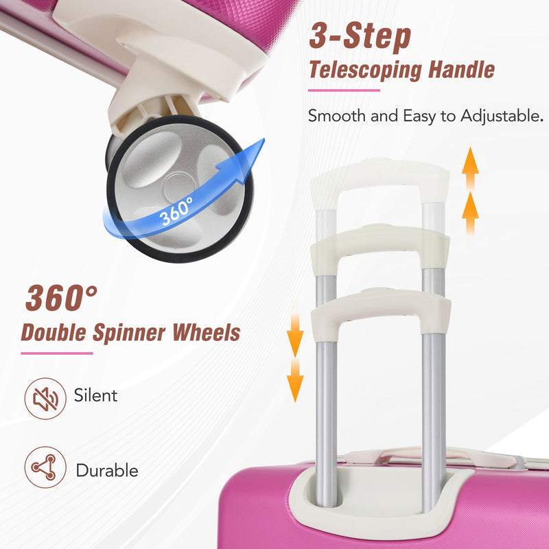 24 IN Luggage 1 Piece with TSA lock, Expandable Lightweight Suitcase Spinner Wheels, Vintage Luggage,Pink