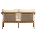 2-Piece Outdoor Loveseat & Coffee Table Set Acacia Wood Frame with PE Wicker Back & Water-Resistant Cushions by HouseOfZazla